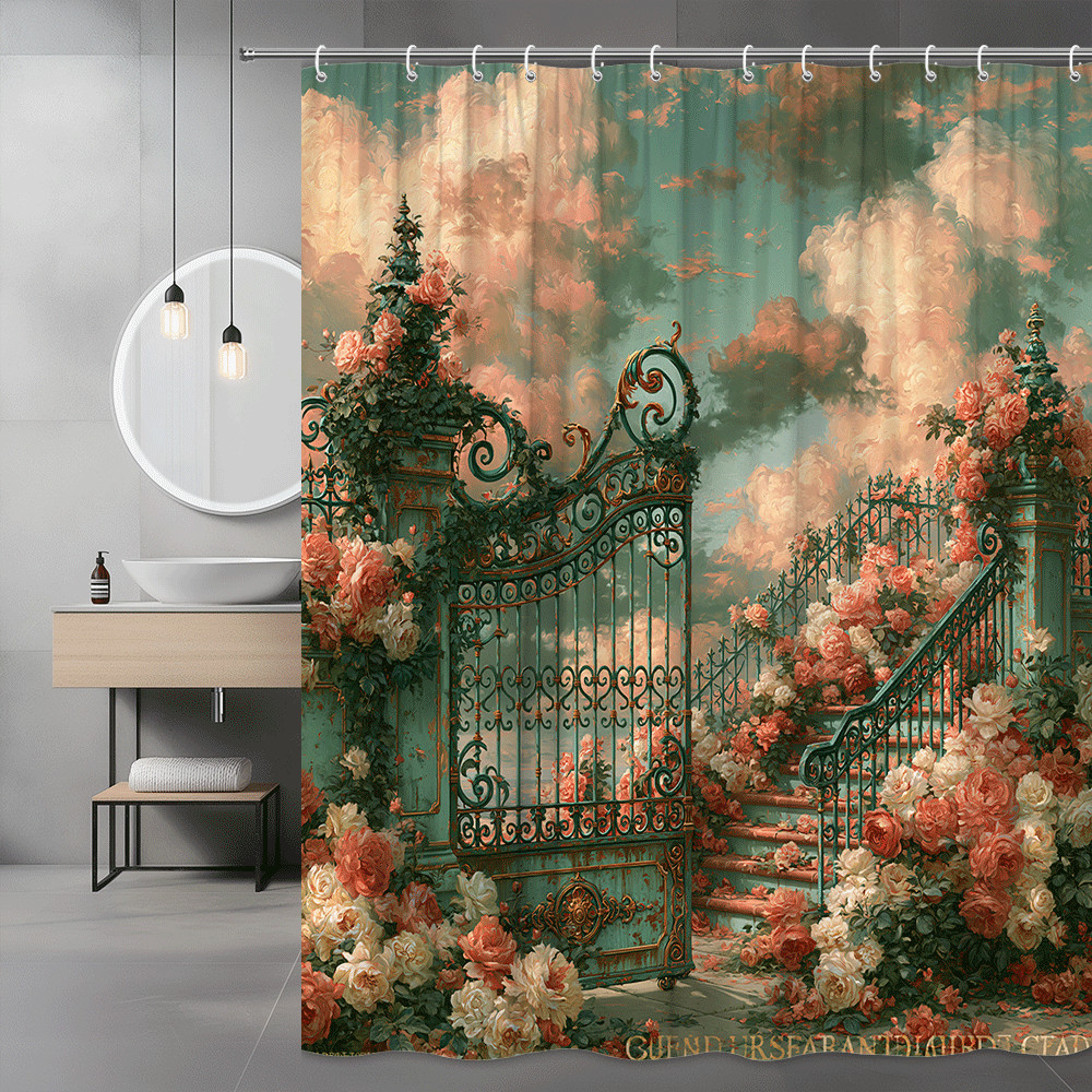 Custom Printed Bath Curtain — custom printed polyester bath curtain