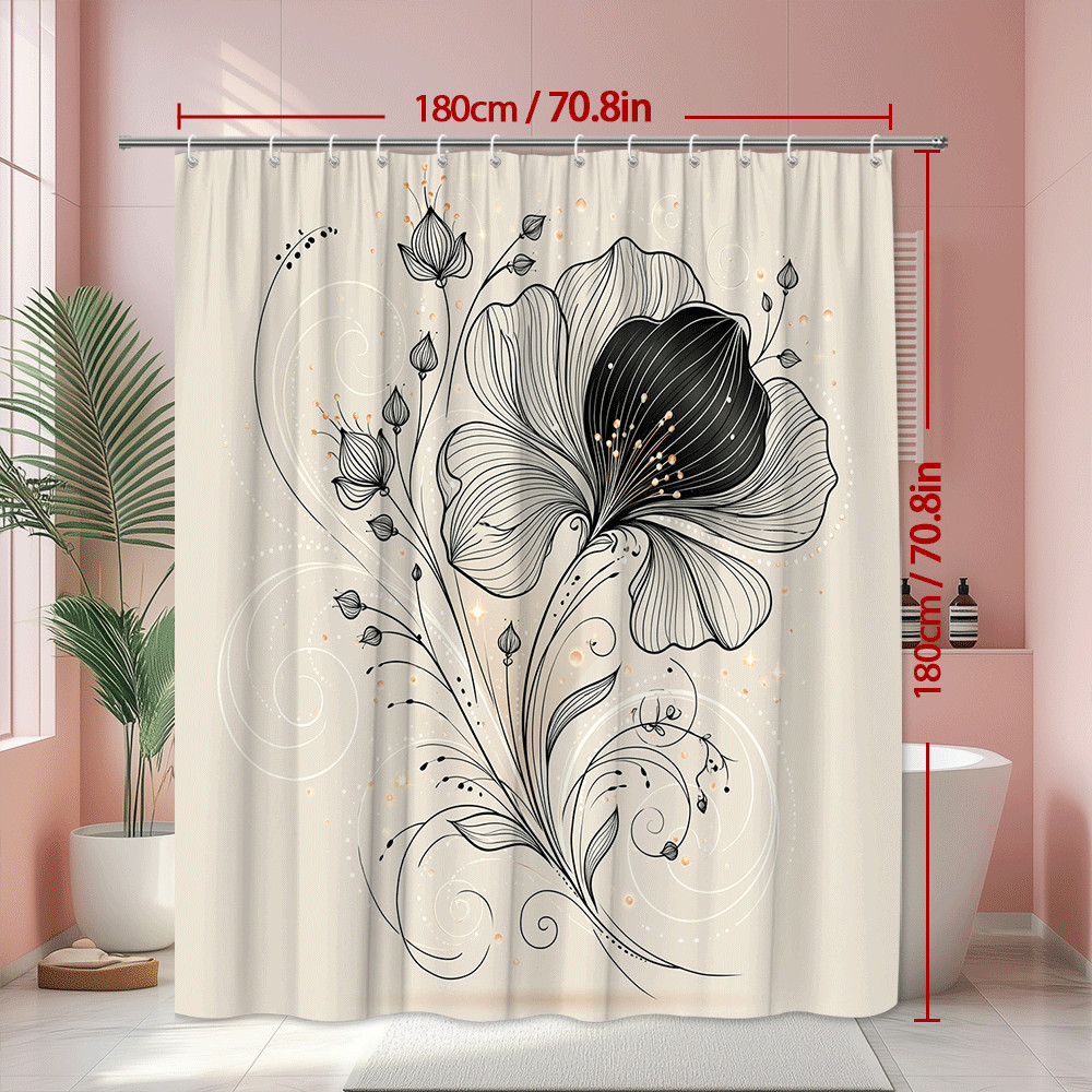 Custom Printed Bath Curtain — custom printed polyester bath curtain detail view
