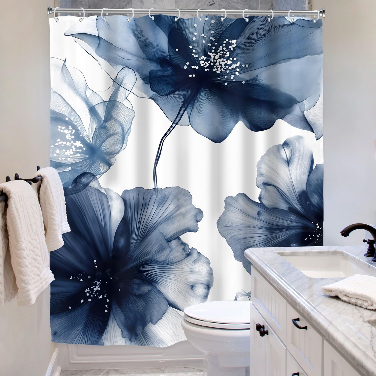 Custom Printed Bath Curtain — custom printed polyester bath curtain detail view