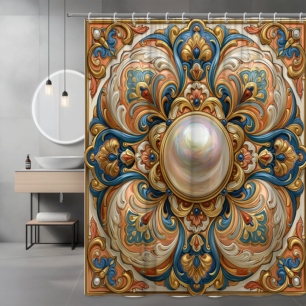 Custom Printed Bath Curtain — custom printed polyester bath curtain