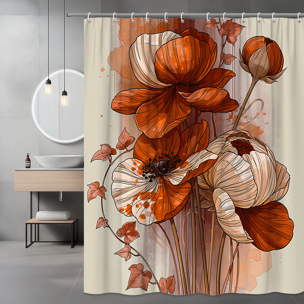 Custom Printed Bath Curtain — custom printed polyester bath curtain