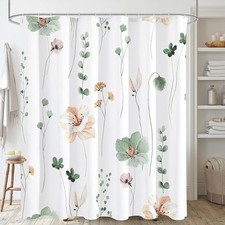 Waterproof Floral Shower Curtain HD Digital Print Easy Care Home Decor — custom printed polyester bath curtain