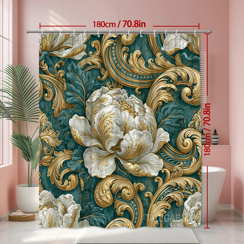 Custom Printed Bath Curtain — custom printed polyester bath curtain detail view