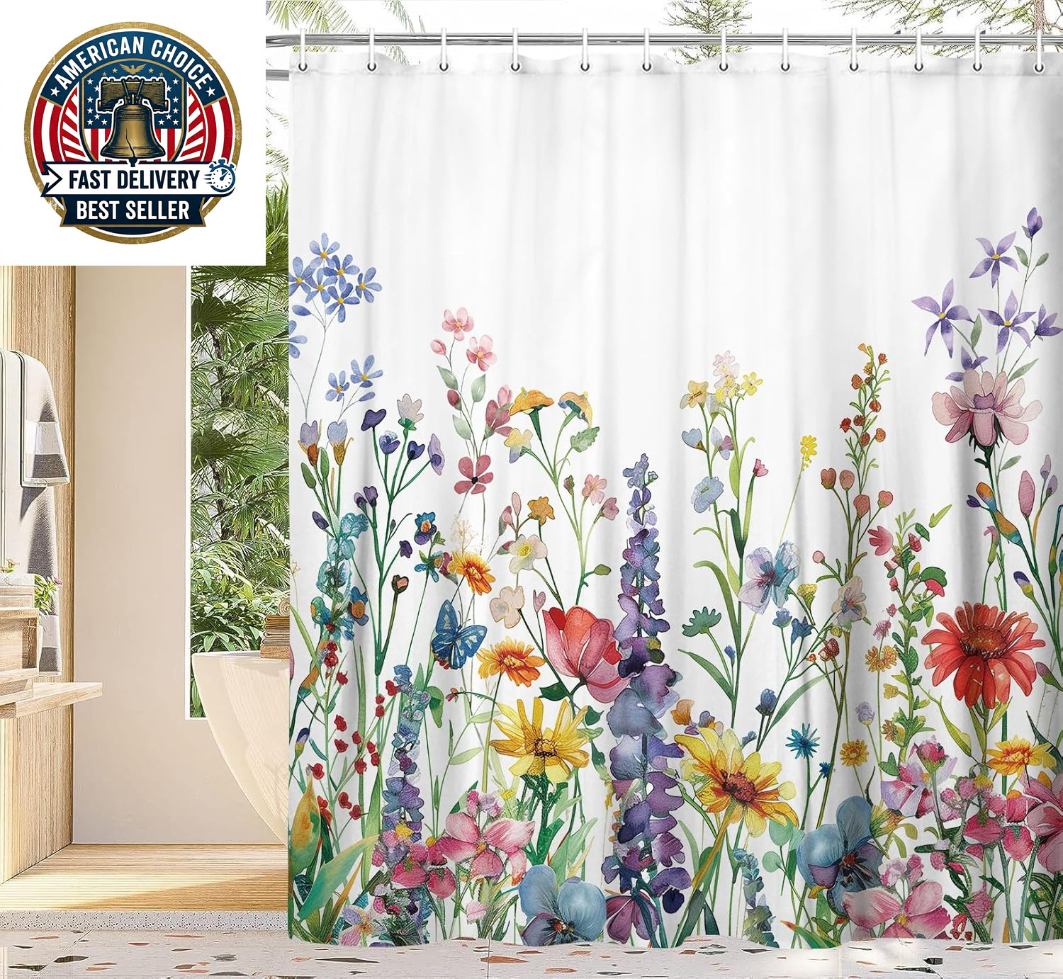 Custom Printed Bath Curtain — custom printed polyester bath curtain detail view