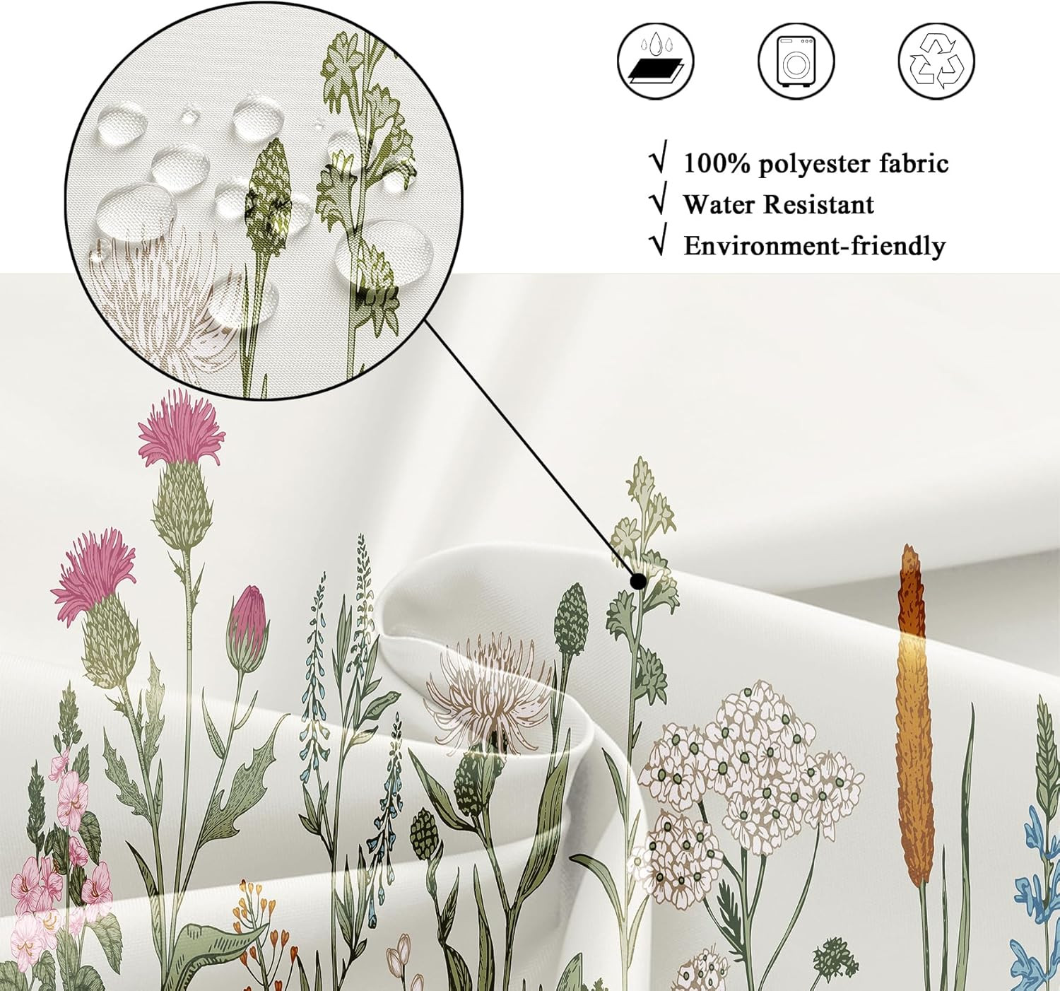 Custom Printed Bath Curtain — custom printed polyester bath curtain detail view
