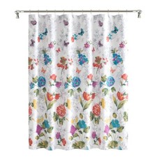 Pioneer Woman Shower Curtains Mazie Breezy Blossom Vintage Floral Sweet Romance — custom printed polyester bath curtain