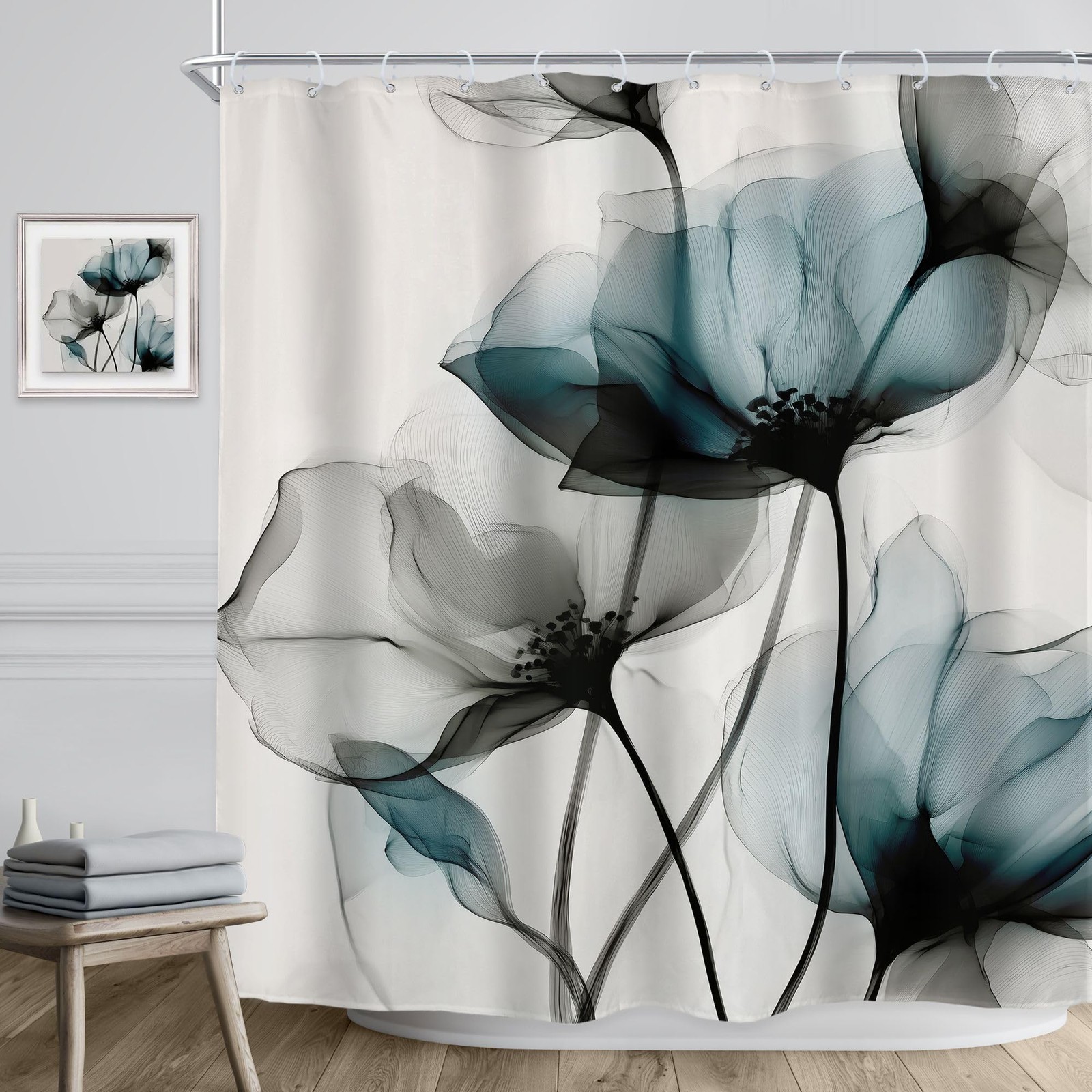 Custom Printed Bath Curtain — custom printed polyester bath curtain detail view
