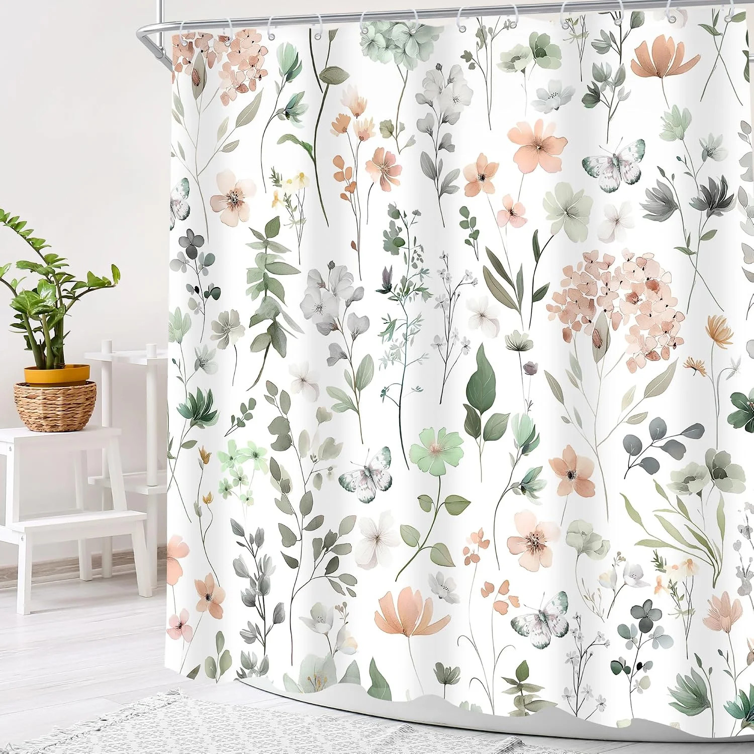 Custom Printed Bath Curtain — custom printed polyester bath curtain detail view
