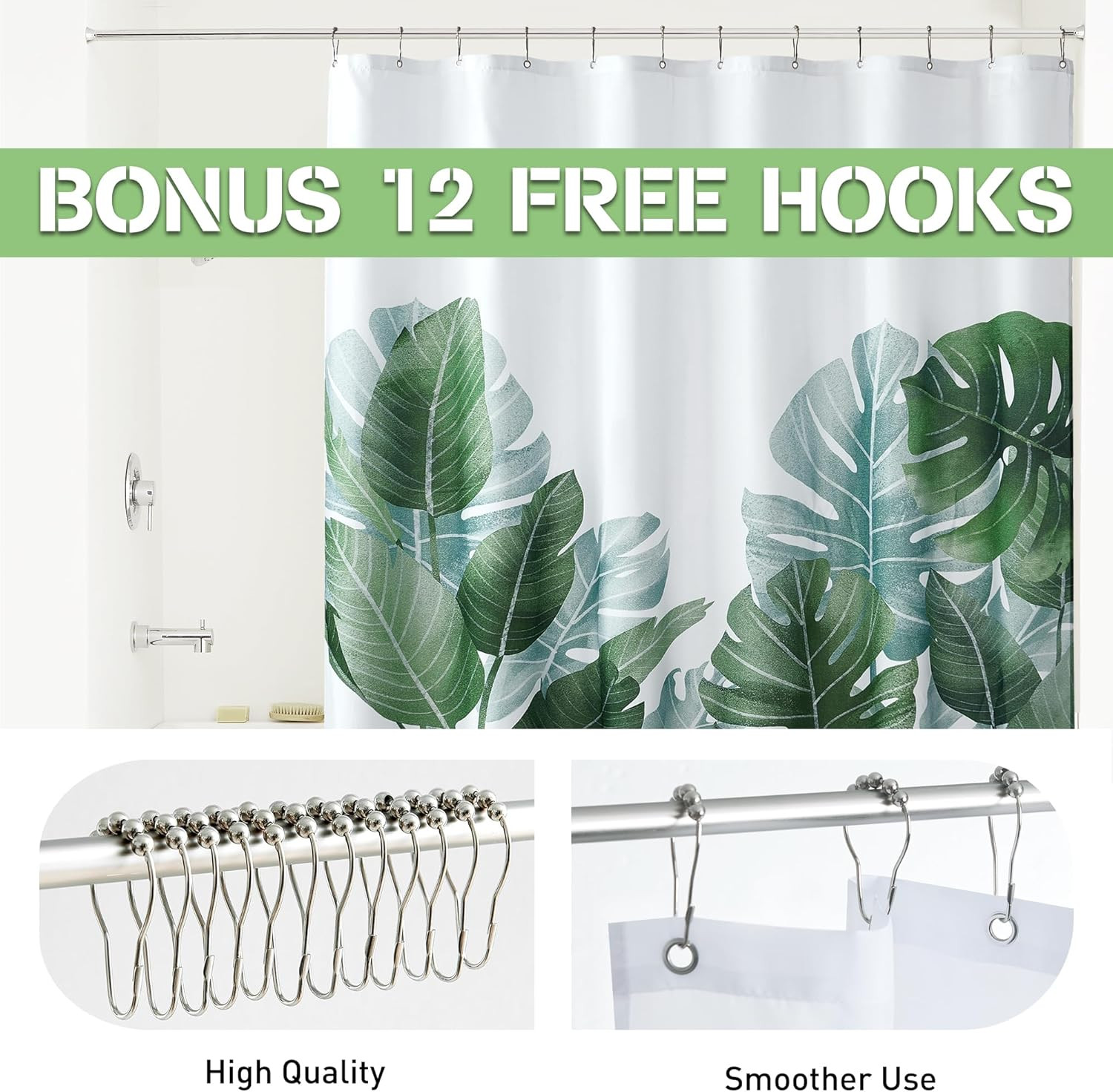 Custom Printed Bath Curtain — custom printed polyester bath curtain detail view