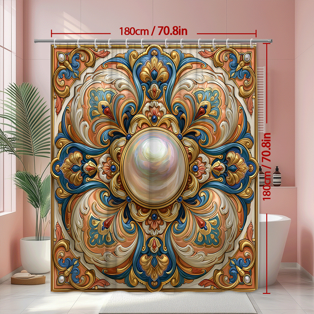 Custom Printed Bath Curtain — custom printed polyester bath curtain detail view