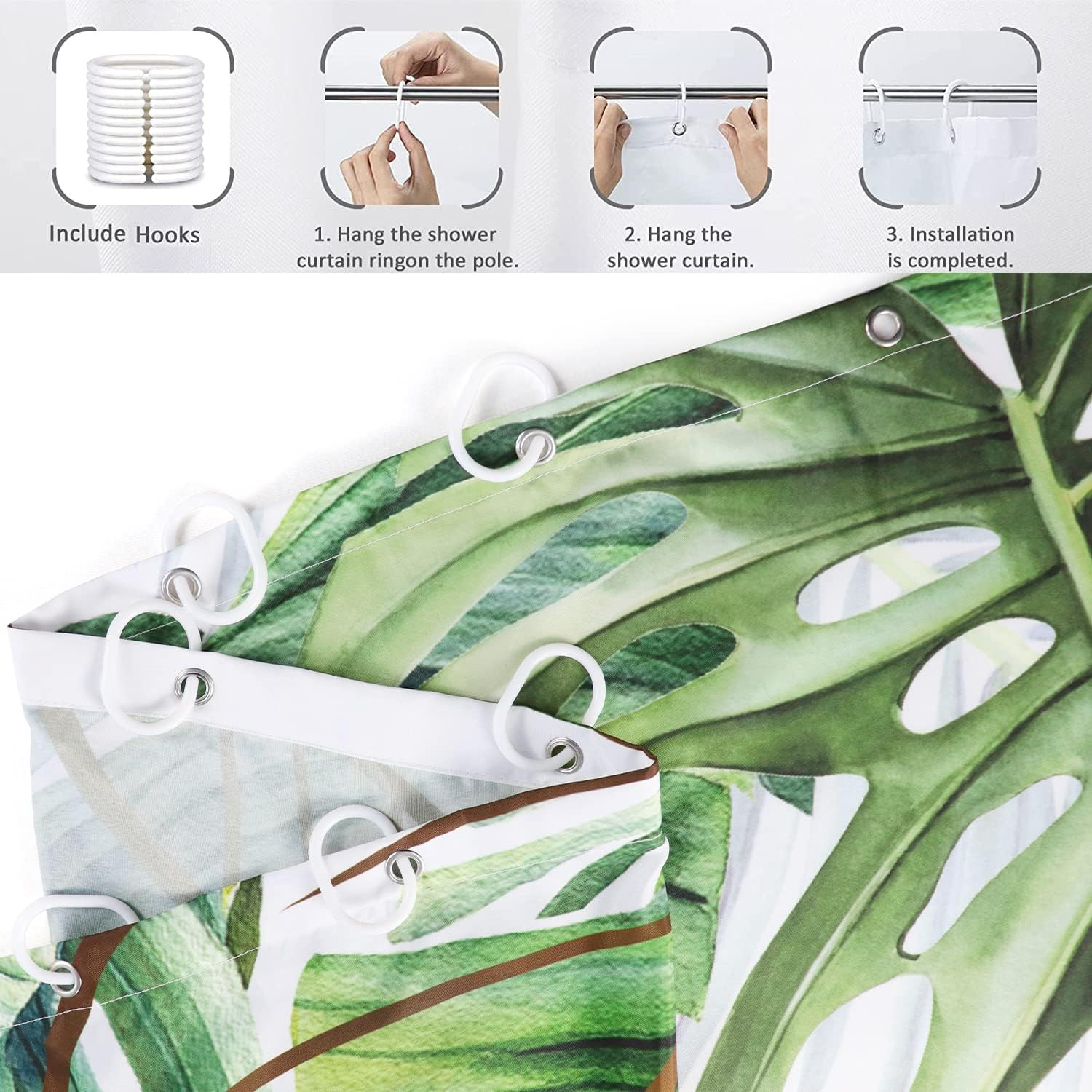 Custom Printed Bath Curtain — custom printed polyester bath curtain detail view