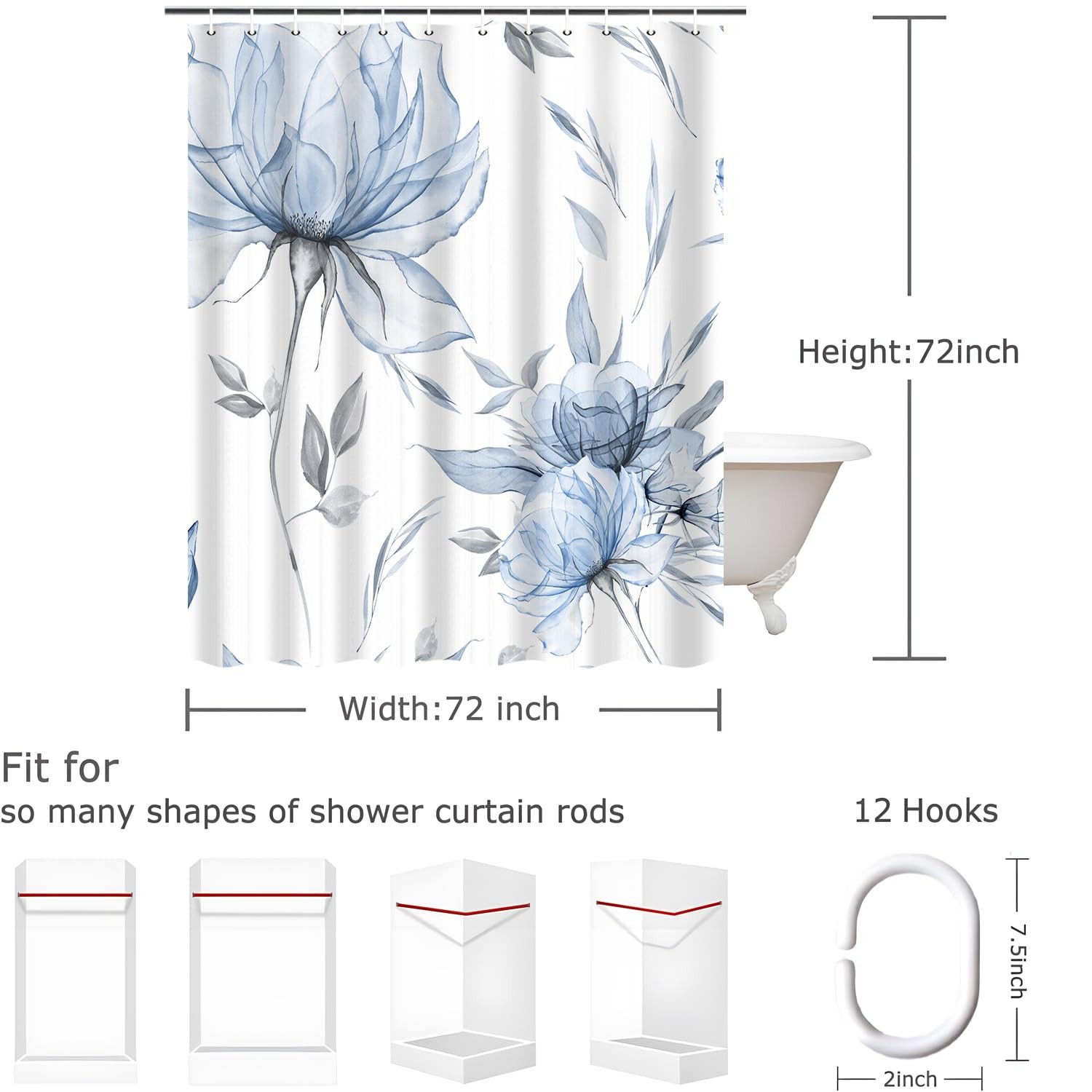 Custom Printed Bath Curtain — custom printed polyester bath curtain detail view