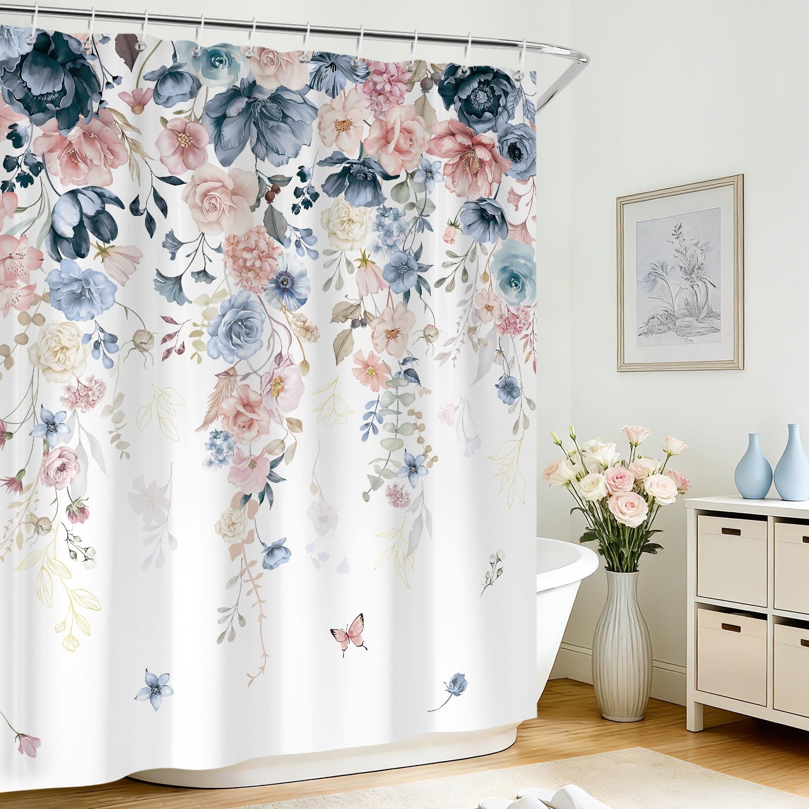 Custom Printed Bath Curtain — custom printed polyester bath curtain detail view