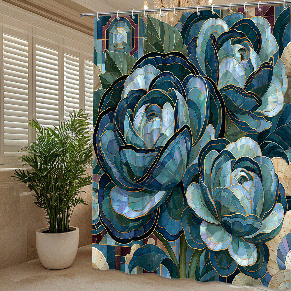 Custom Printed Bath Curtain — custom printed polyester bath curtain detail view