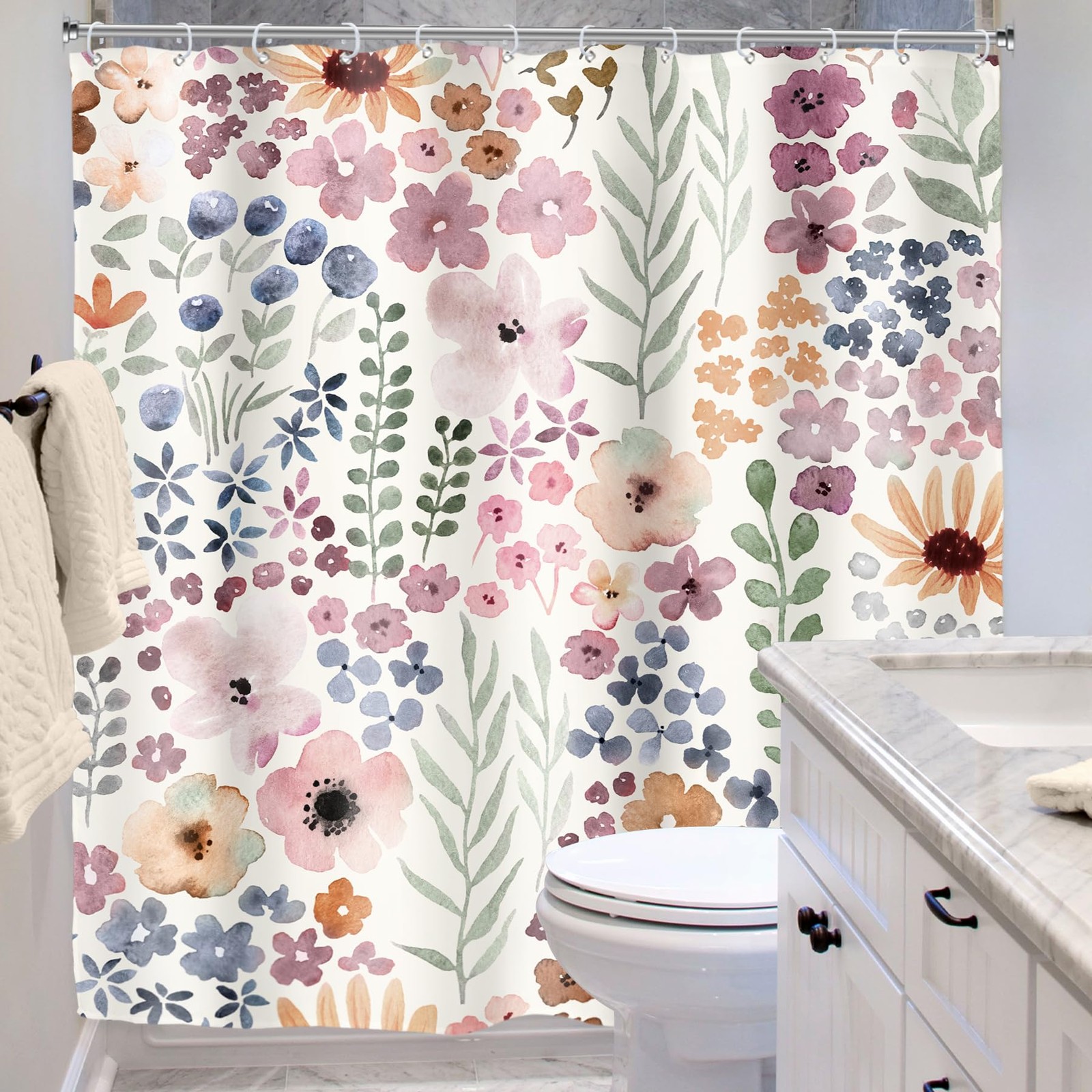 Custom Printed Bath Curtain — custom printed polyester bath curtain detail view