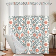 Xiazhilaio Floral Shower Curtain Snap In Removable Liner, 71x74 Inch — custom printed polyester bath curtain