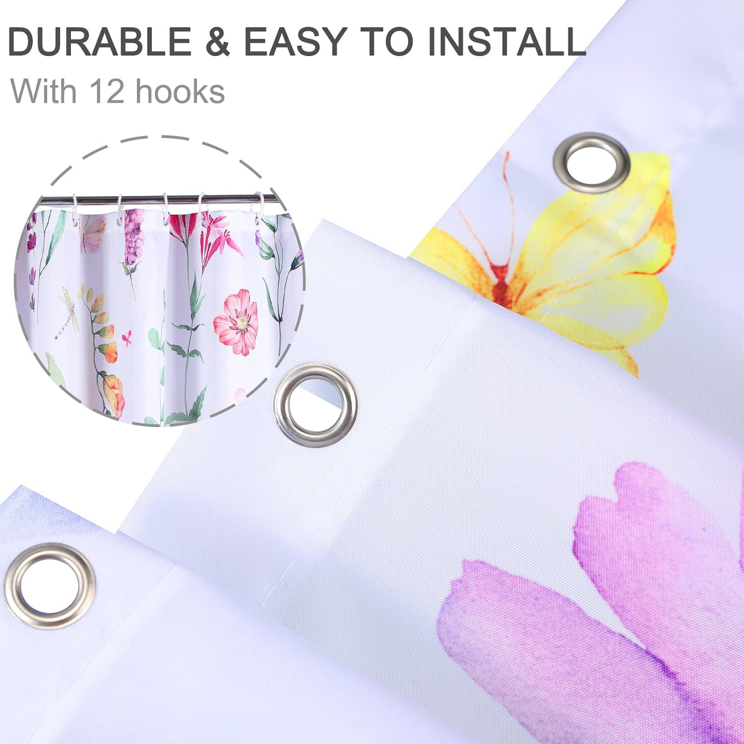 Custom Printed Bath Curtain — custom printed polyester bath curtain detail view