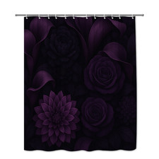 Dark Purple Floral Shower Curtain for Elegant Bathroom Decor — custom printed polyester bath curtain