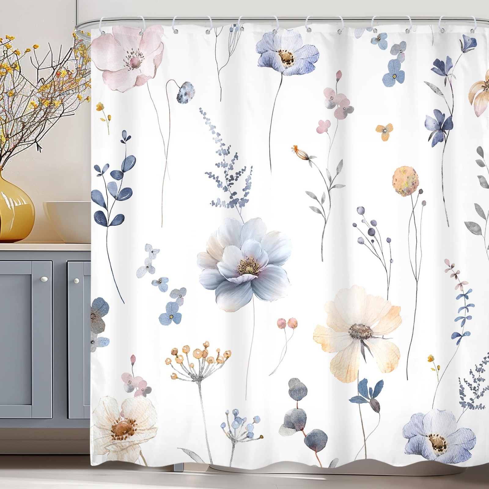 Custom Printed Bath Curtain — custom printed polyester bath curtain detail view