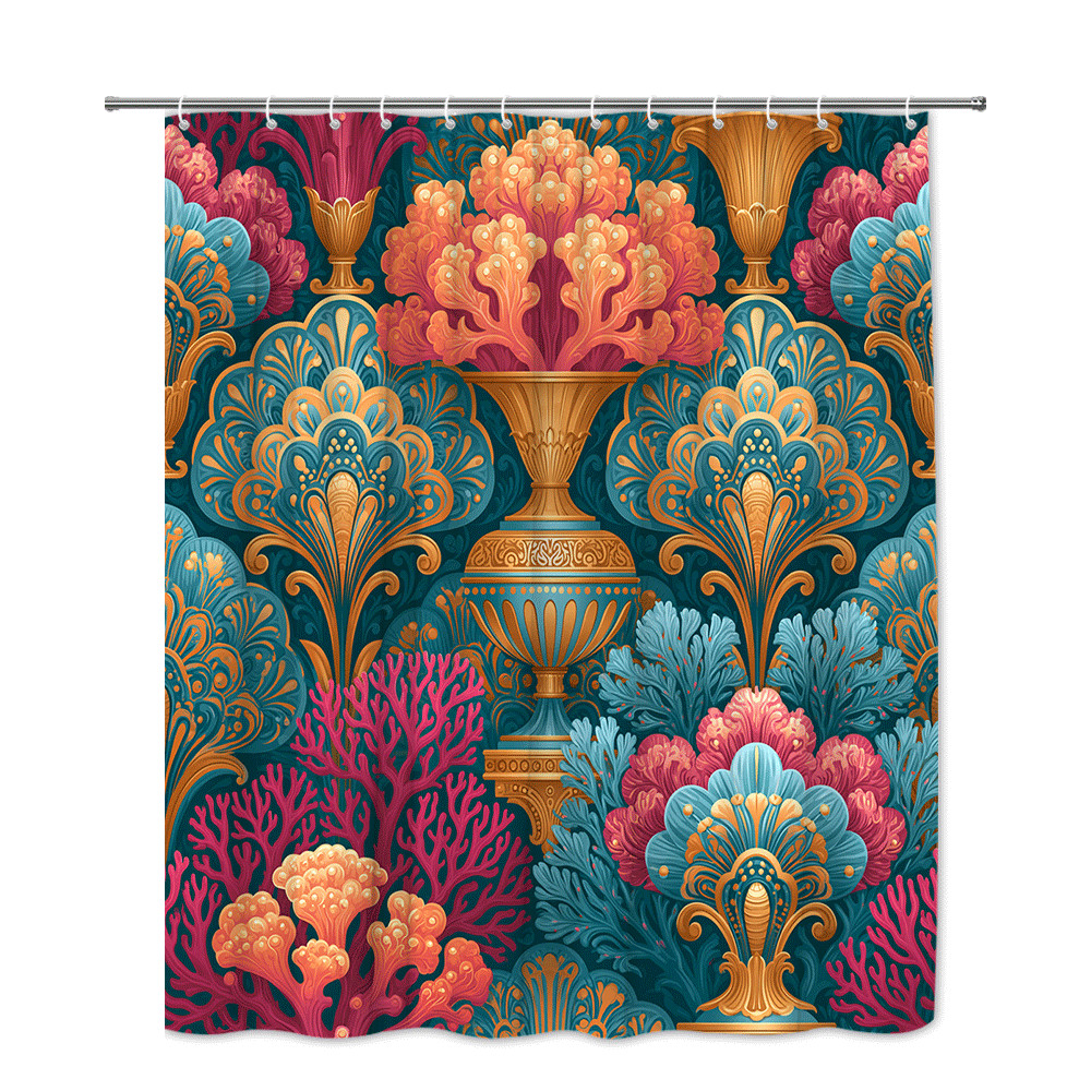 Custom Printed Bath Curtain — custom printed polyester bath curtain detail view