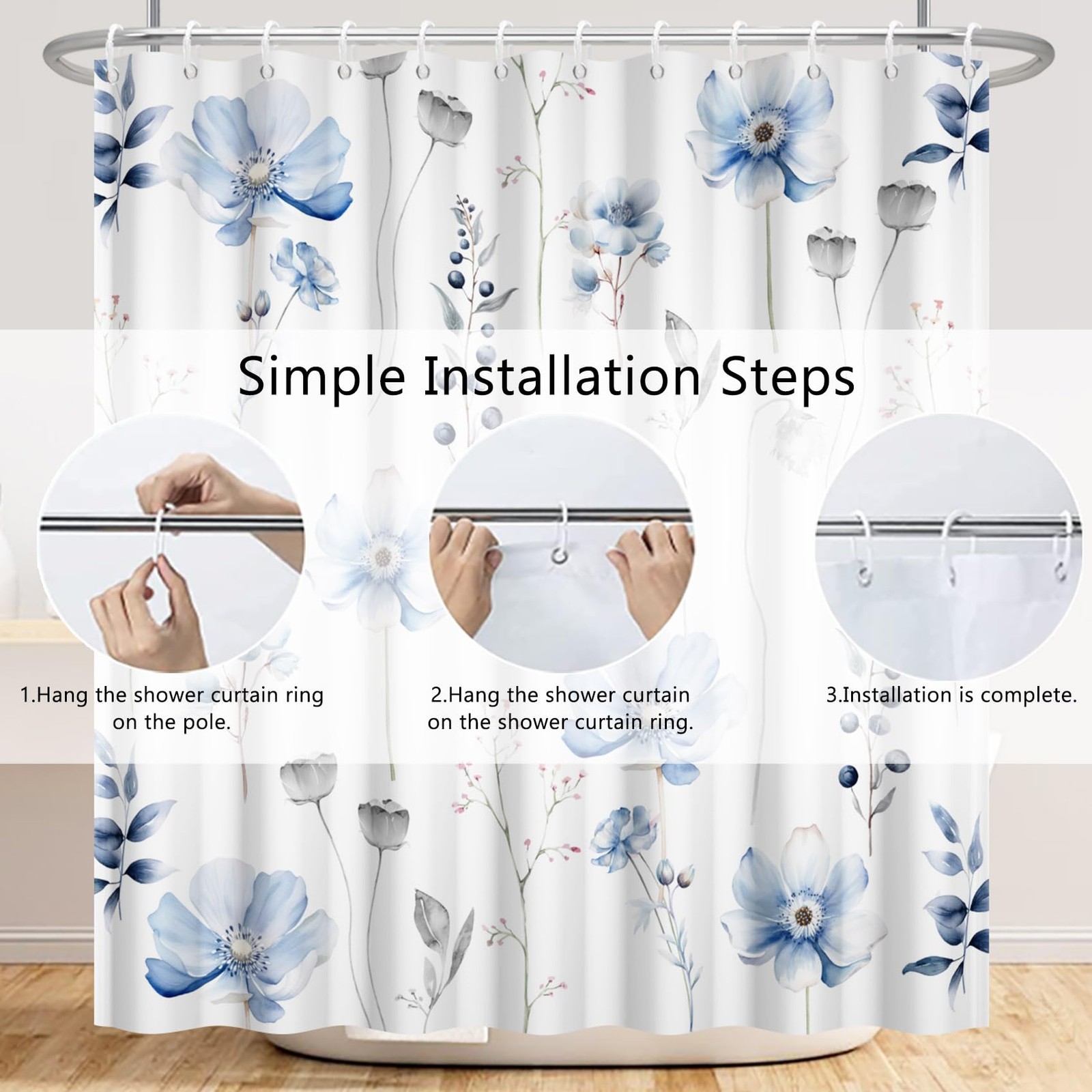 Custom Printed Bath Curtain — custom printed polyester bath curtain detail view