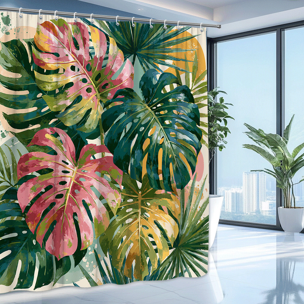 Custom Printed Bath Curtain — custom printed polyester bath curtain detail view