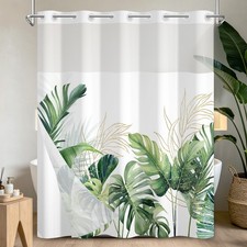 NAEMBCU Shower Curtain Tropicalgoldenplants — custom printed polyester bath curtain