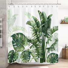 Tropical Jungle Shower Curtain Botanical Plant Bathroom Shower Curtain Set Dark — custom printed polyester bath curtain