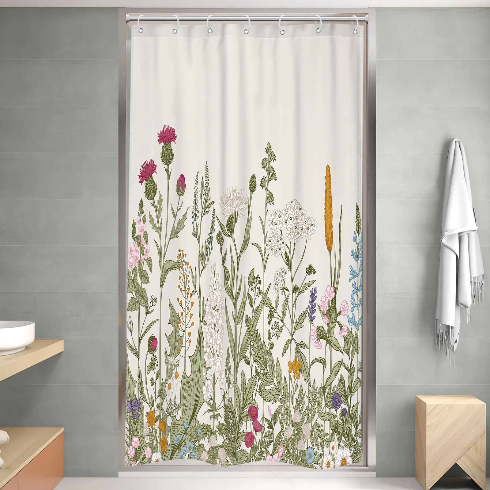 Custom Printed Bath Curtain — custom printed polyester bath curtain detail view