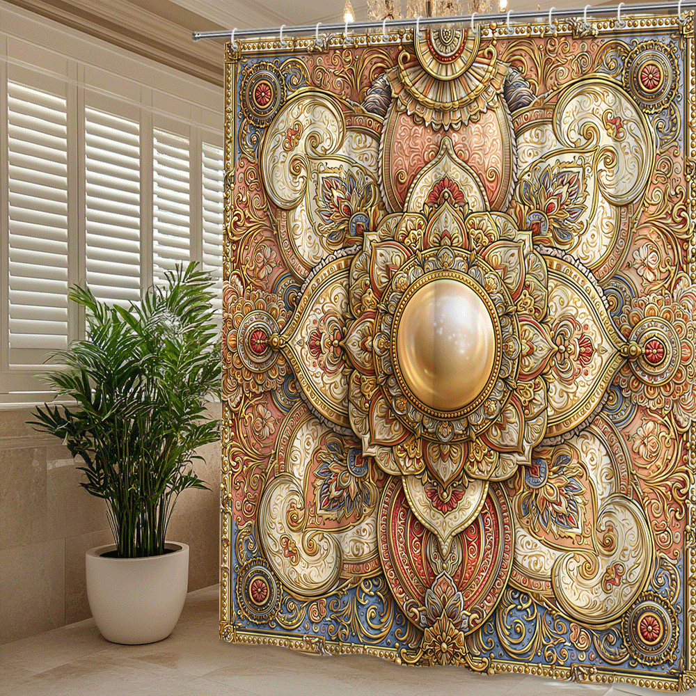 Custom Printed Bath Curtain — custom printed polyester bath curtain detail view