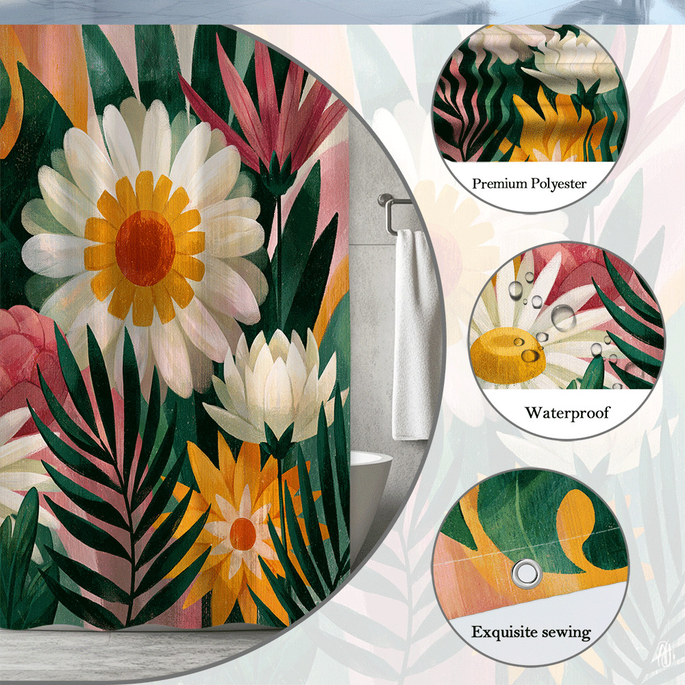 Custom Printed Bath Curtain — custom printed polyester bath curtain detail view