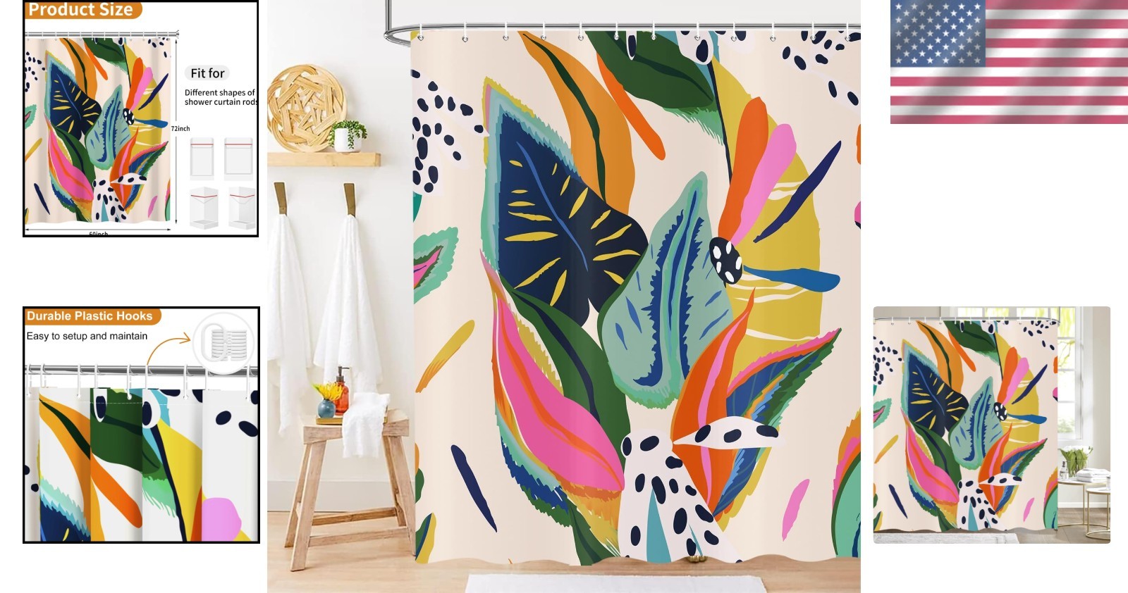 Custom Printed Bath Curtain — custom printed polyester bath curtain detail view