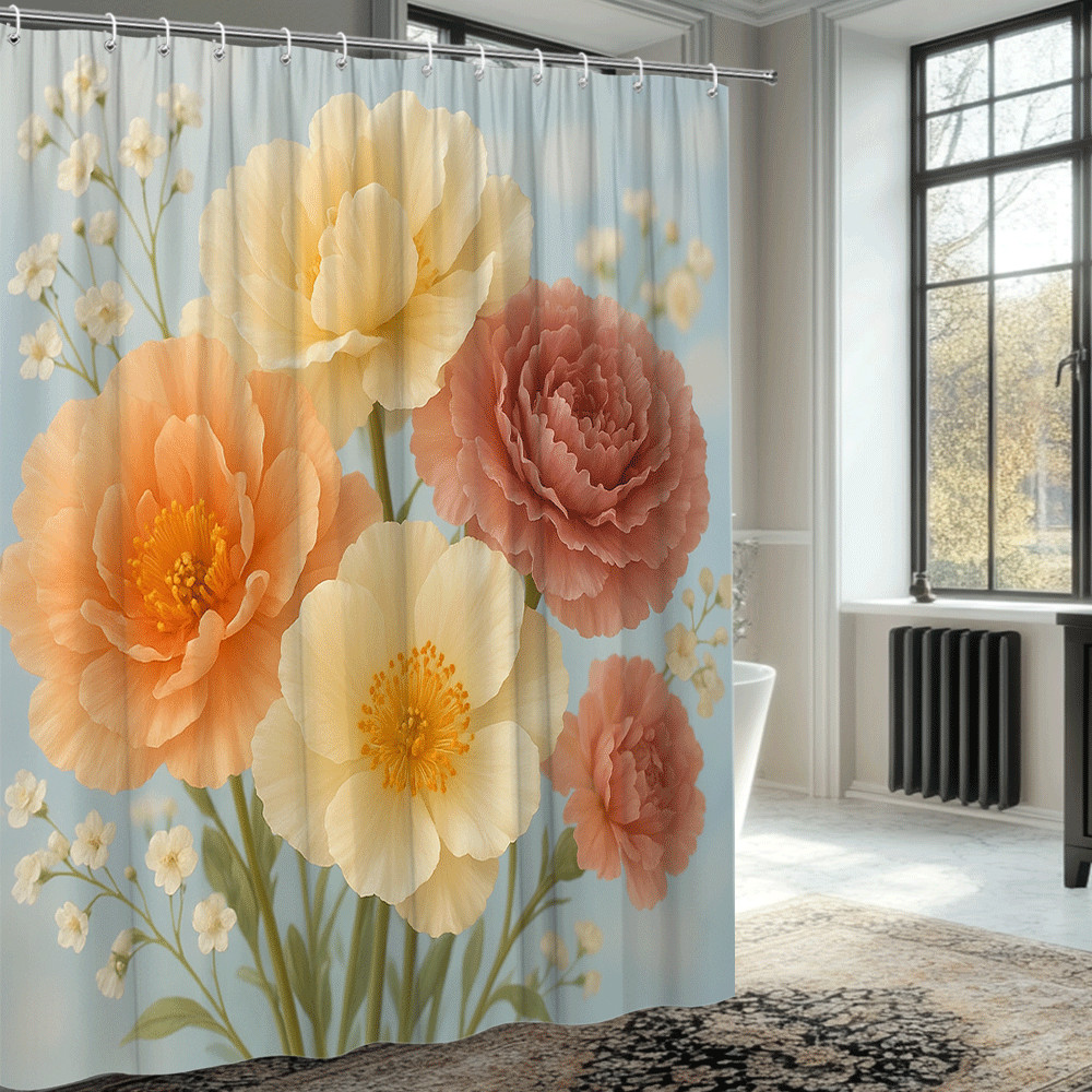 Custom Printed Bath Curtain — custom printed polyester bath curtain detail view