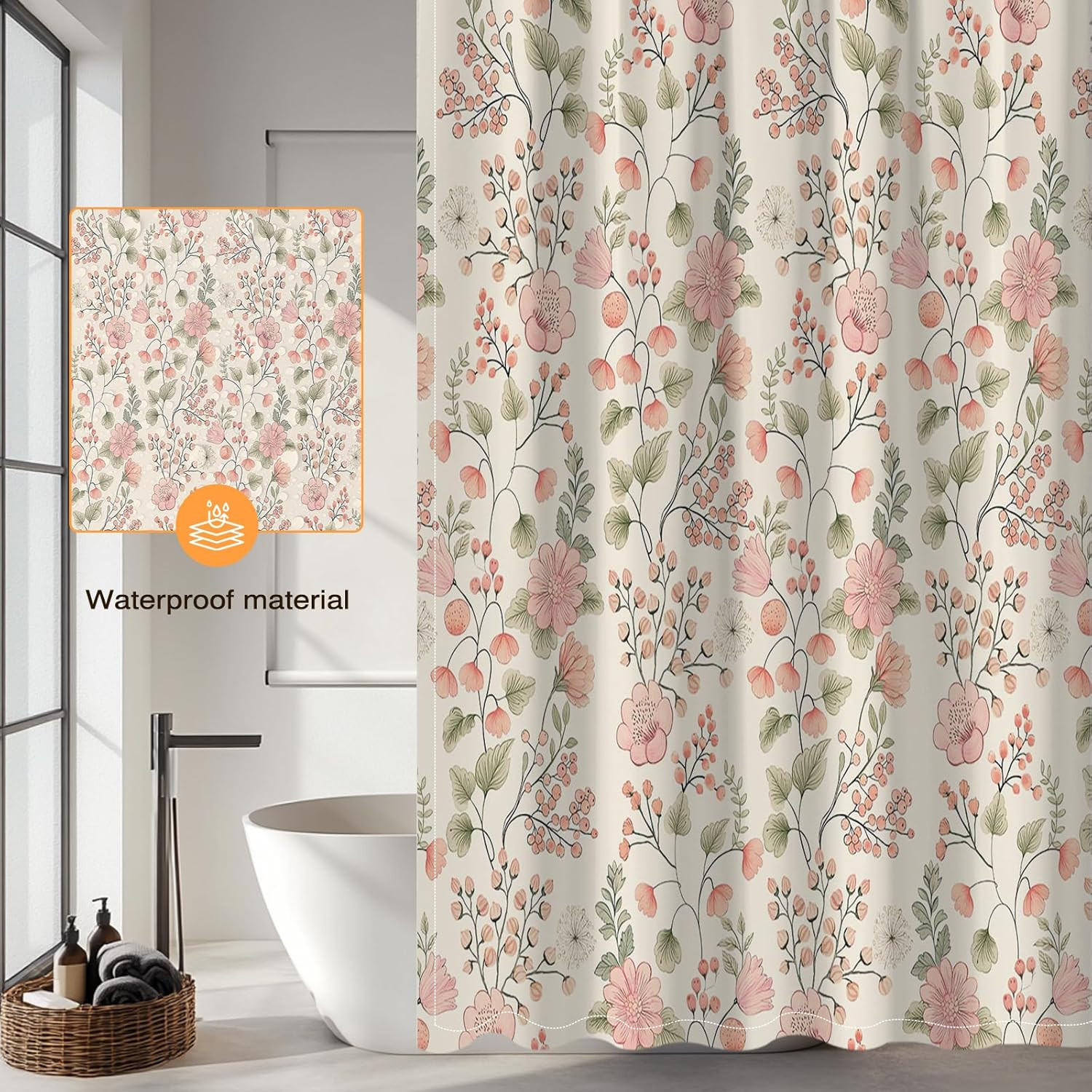 Custom Printed Bath Curtain — custom printed polyester bath curtain detail view