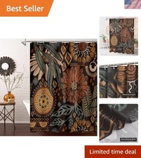 Dark Floral Shower Curtain, Vintage Botanical Boho Fabric Curtain, 72 x 72 — custom printed polyester bath curtain