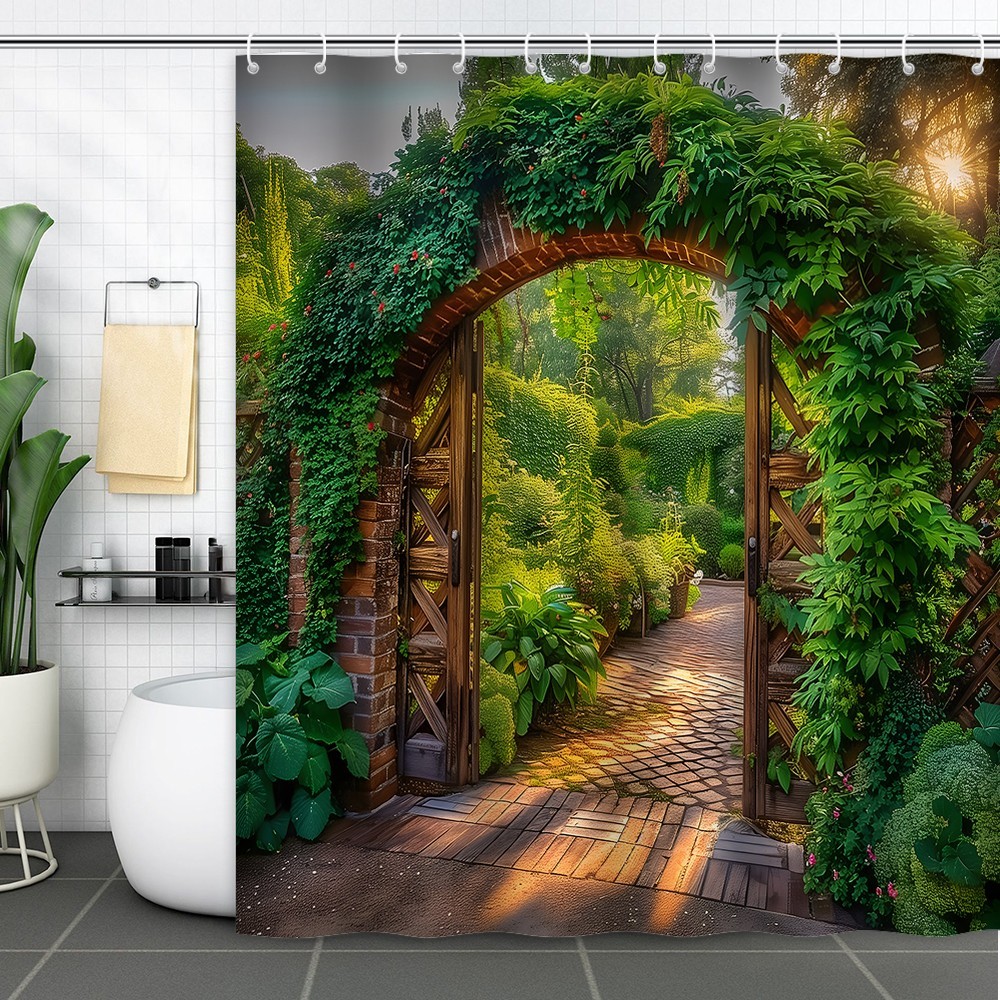 Custom Printed Bath Curtain — custom printed polyester bath curtain detail view