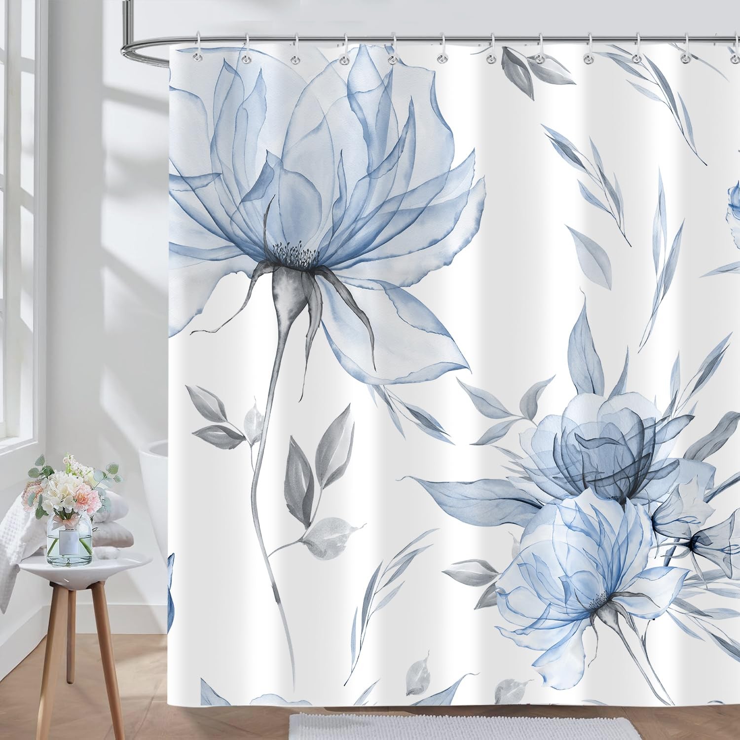 Custom Printed Bath Curtain — custom printed polyester bath curtain detail view