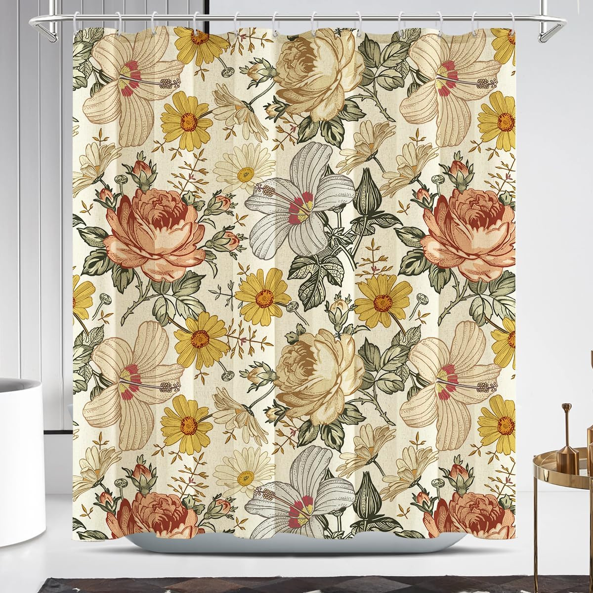 Custom Printed Bath Curtain — custom printed polyester bath curtain detail view