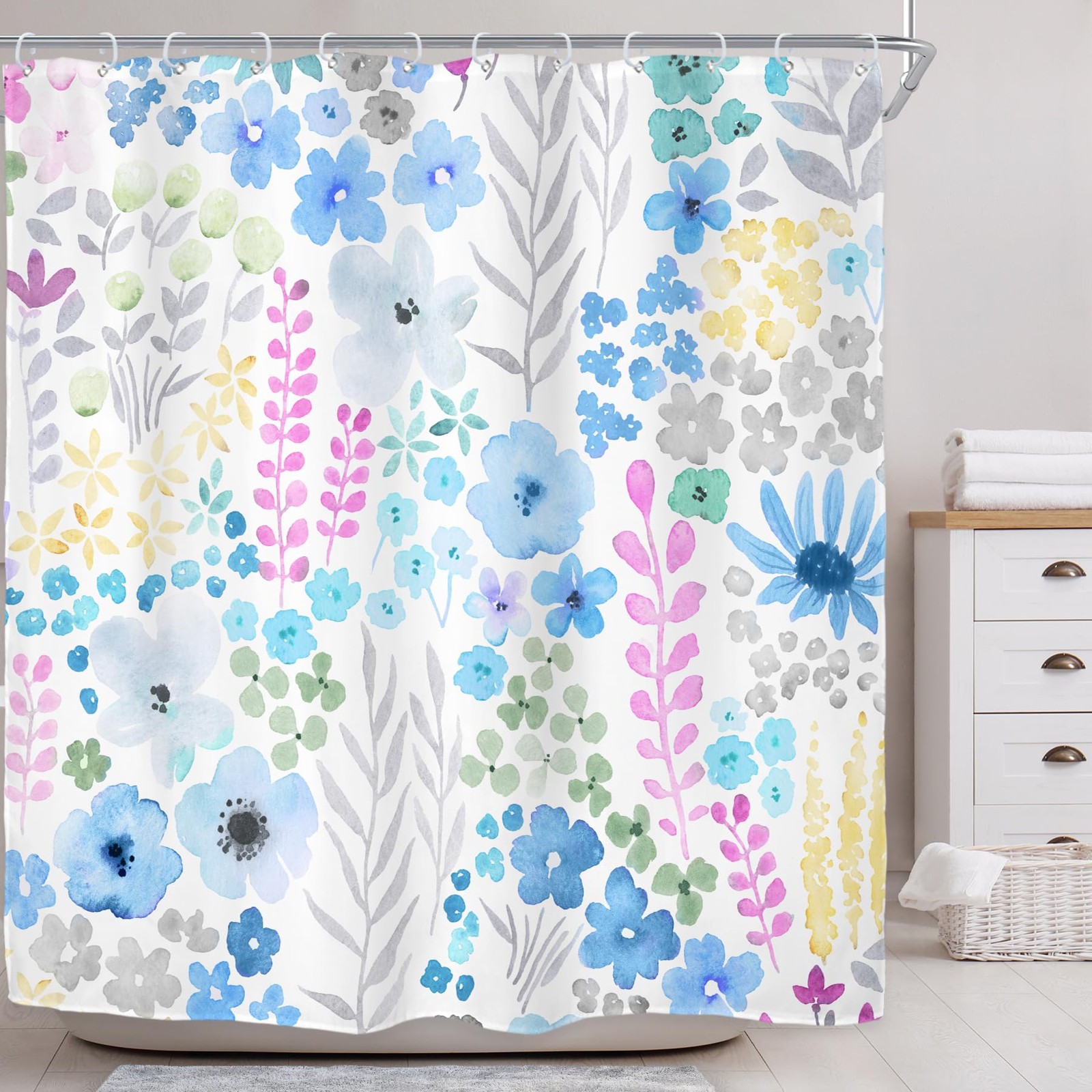 Custom Printed Bath Curtain — custom printed polyester bath curtain detail view