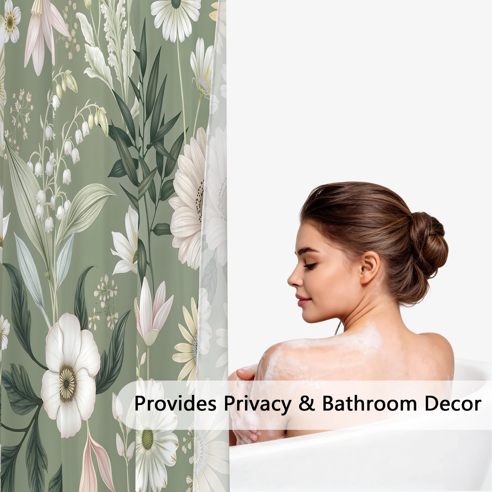 Custom Printed Bath Curtain — custom printed polyester bath curtain detail view