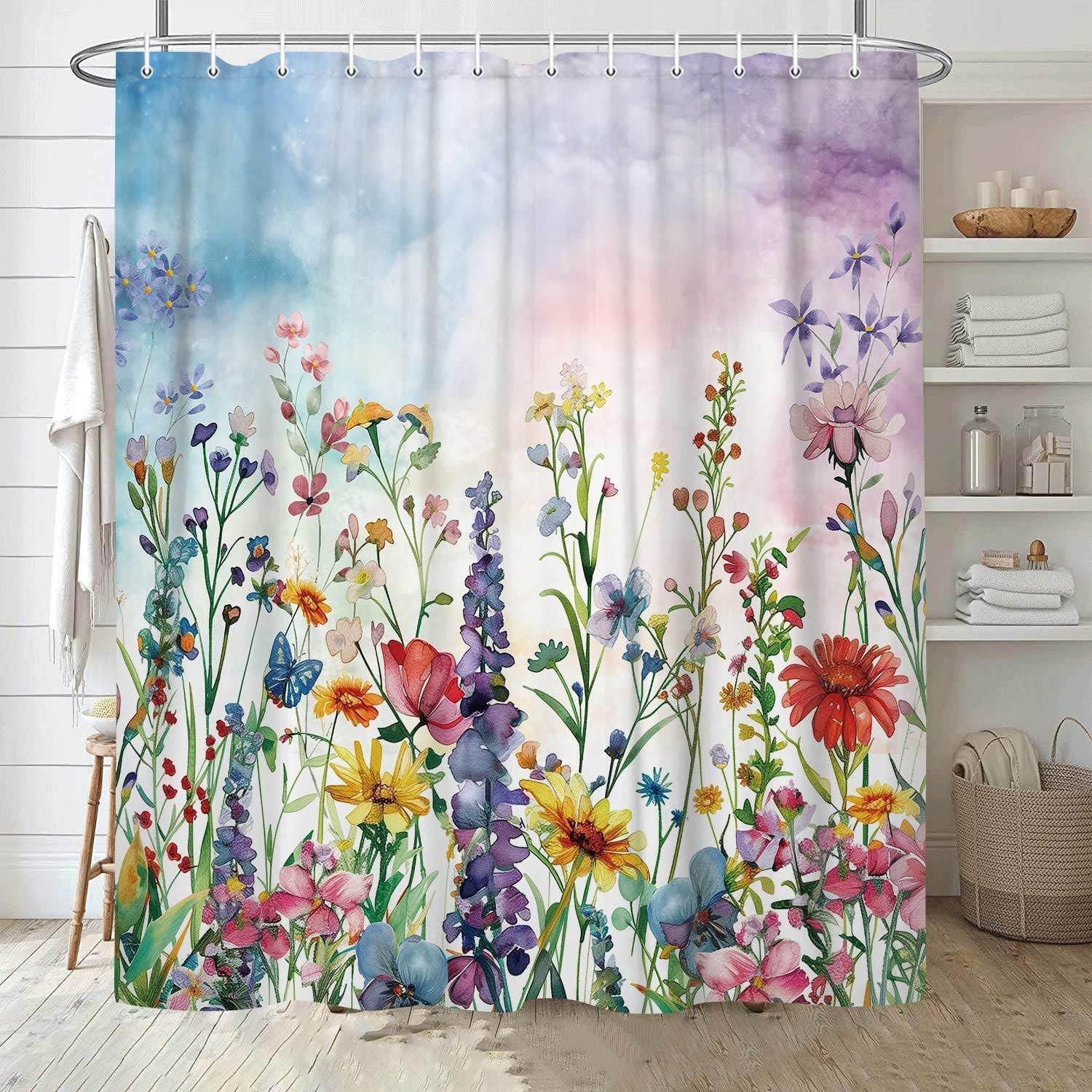 Custom Printed Bath Curtain — custom printed polyester bath curtain detail view