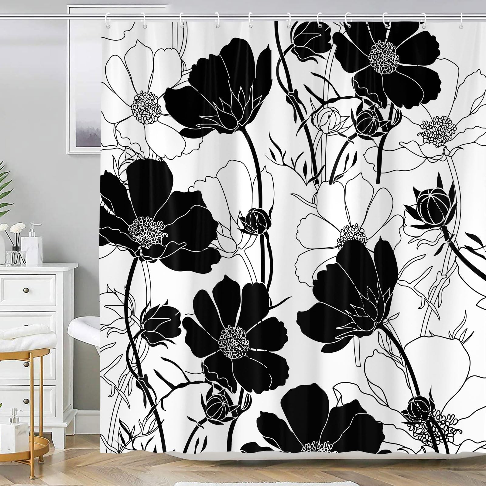 Custom Printed Bath Curtain — custom printed polyester bath curtain detail view