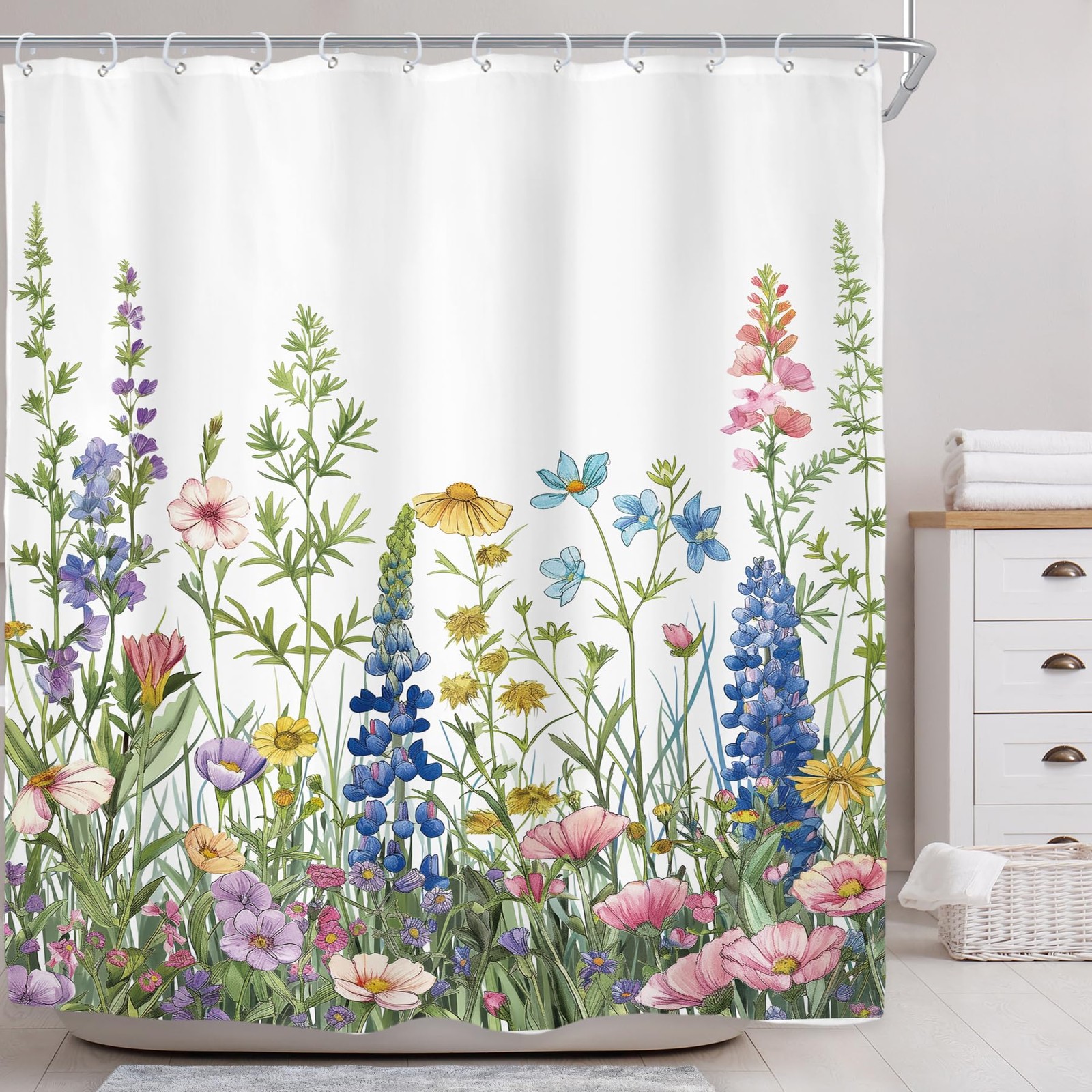 Custom Printed Bath Curtain — custom printed polyester bath curtain detail view