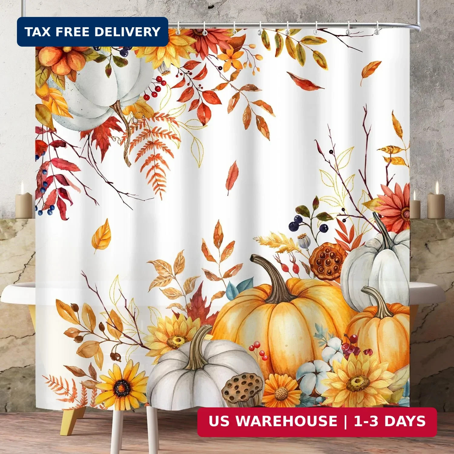 Custom Printed Bath Curtain — custom printed polyester bath curtain