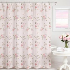 Flower Shower Curtain Girly Shower Curtains for Bathroom Pastel 71x71inch Pink — custom printed polyester bath curtain