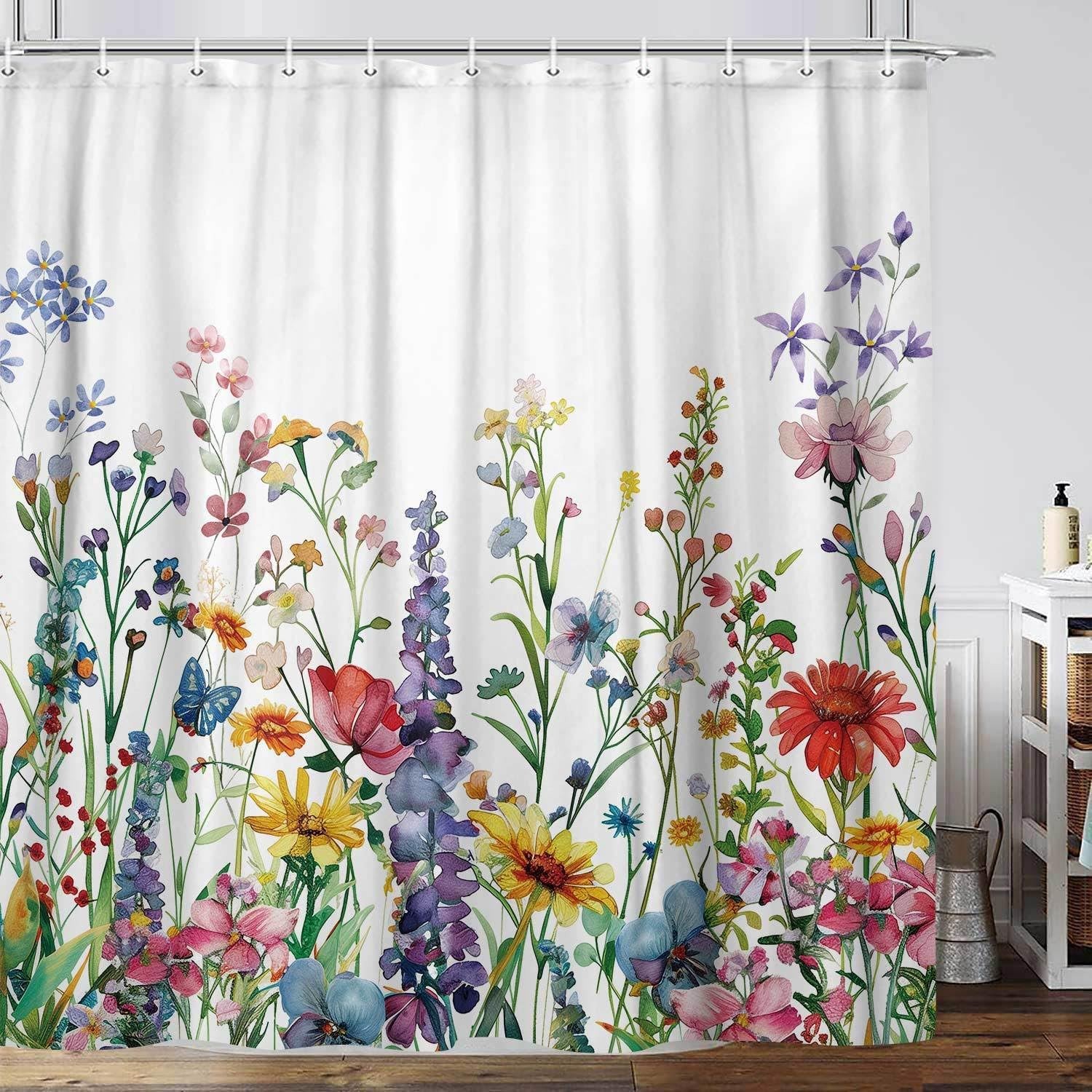 Custom Printed Bath Curtain — custom printed polyester bath curtain detail view
