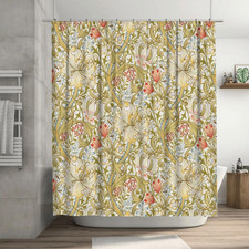 William Morris Shower Curtain Set with 12 Hooks Waterproof Polyester Fabric — custom printed polyester bath curtain