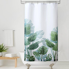 Shower Curtain for Bathroom - Waterproof Tropical Leaves Plant Pattern Stall Siz — custom printed polyester bath curtain