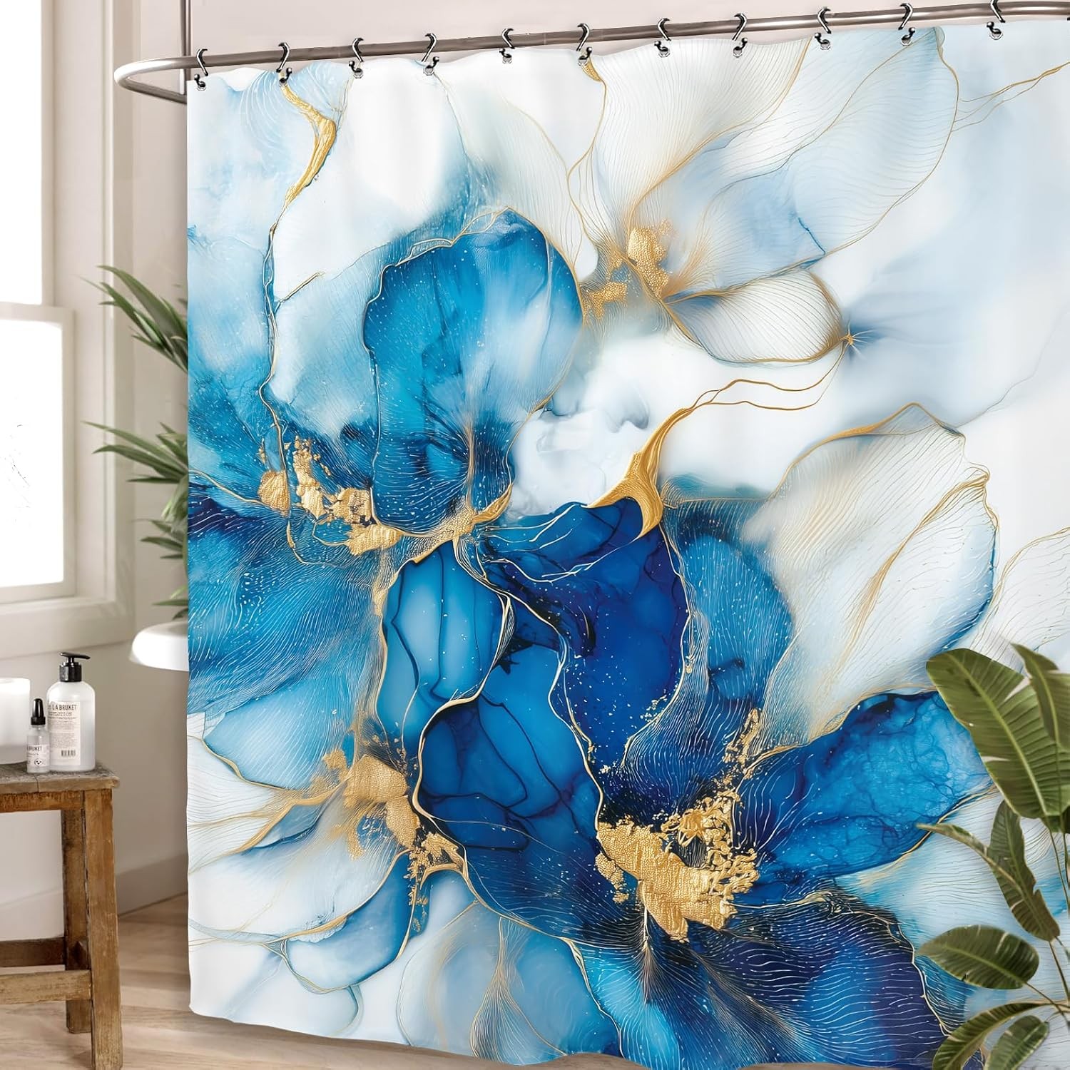 Custom Printed Bath Curtain — custom printed polyester bath curtain detail view