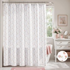 Pink Floral Shower Curtain, Vintage Ditsy Print for Cottagecore Bathroom, 150... — custom printed polyester bath curtain